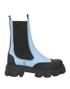 Ganni Woman Ankle Boots Sky Blue Size 7 Soft Leather