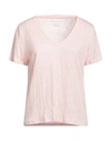 Majestic Filatures Woman T-shirt Light Pink Size 3 Linen, Elastane