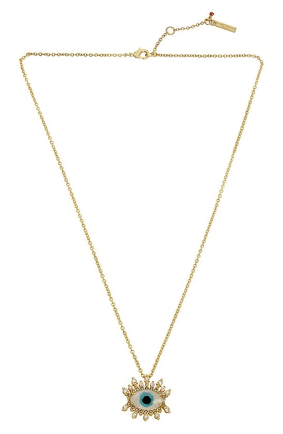 Kurt Geiger Evil Eye Pendant Necklace In Blue/gold