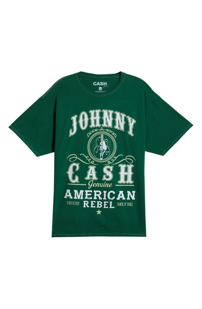 Merch Traffic Johnny Cash American Rebel Cotton Graphic T-shirt In Forrest Green