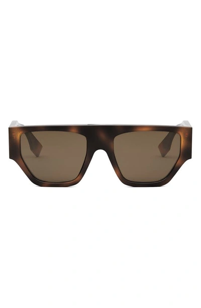 Fendi Women's O'lock Acetate Geometric Sunglasses In Blonde Havana