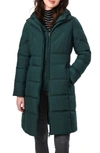 Bernardo Walker Double Stitch Recycled Polyester Puffer Coat With Removable Bib In Dark Forest