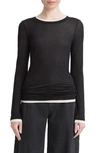 Vince Double Layered Long Sleeve Tee In Black Combo