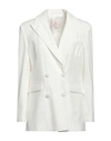 White Wise Woman Blazer Ivory Size 10 Polyester, Elastic Fibres