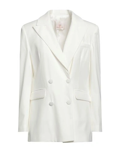 White Wise Woman Blazer Ivory Size 10 Polyester, Elastic Fibres In White