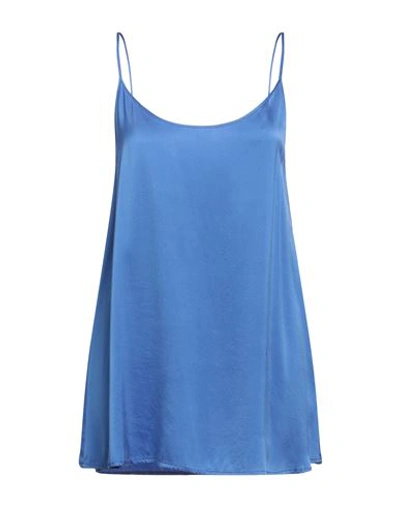 Antonelli Woman Top Bright Blue Size 10 Silk, Lycra