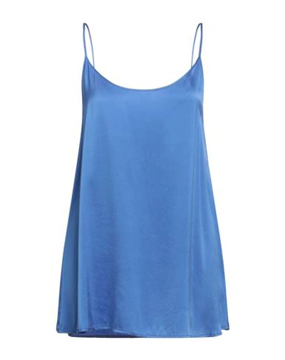 Antonelli Woman Top Bright Blue Size 10 Silk, Lycra In Blue