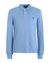 Polo Ralph Lauren Slim Fit Mesh Long-sleeve Polo Shirt Man Polo Shirt Light Blue Size Xxl Cotton