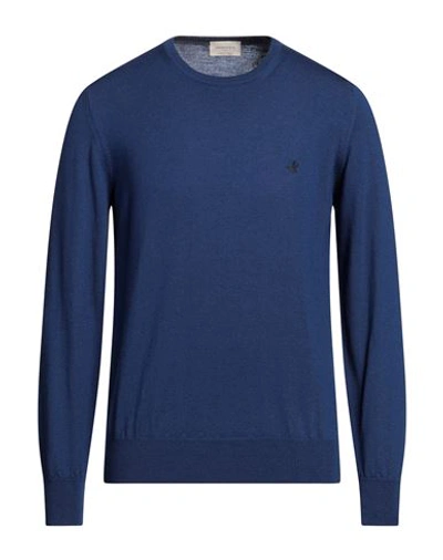 Brooksfield Man Sweater Navy Blue Size 40 Virgin Wool
