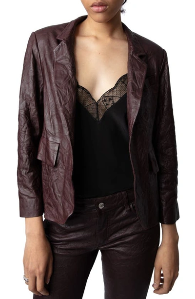 Zadig & Voltaire Verys Crumpled Leather Jacket In Chocolate