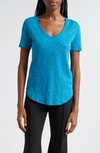 Atm Anthony Thomas Melillo Women's Slub Jersey V-neck Tee In Peacock Blue