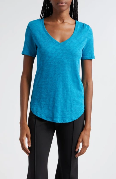 Atm Anthony Thomas Melillo Women's Slub Jersey V-neck Tee In Peacock Blue