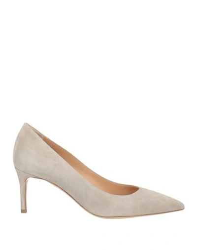 DEIMILLE DEIMILLE WOMAN PUMPS LIGHT GREY SIZE 9 LEATHER