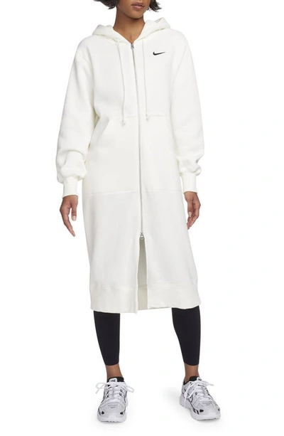 Nike Women's  Sportswear Phoenix Fleece Oversized Long Full-zip Hoodie In White