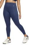 Nike Women's Universa Medium-support High-waisted Full-length Leggings With Pockets In Midnight Navy/ Black