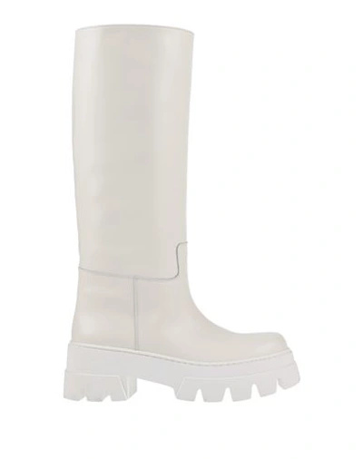 Ennequadro Woman Knee Boots White Size 10 Calfskin