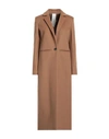 Annie P . Woman Coat Camel Size 2 Virgin Wool, Polyamide, Cashmere In Beige