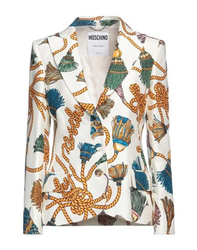 Moschino Woman Suit Jacket Cream Size 12 Viscose In White