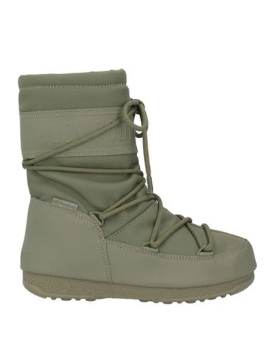 MOON BOOT MOON BOOT MOON BOOT MID RUBBER WP WOMAN ANKLE BOOTS MILITARY GREEN SIZE 6 TEXTILE FIBERS