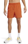 Nike Men's Unlimited Dri-fit 5" Unlined Versatile Shorts In Orange