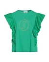 Jijil Woman T-shirt Green Size 12 Cotton, Polyamide, Nylon, Elastane