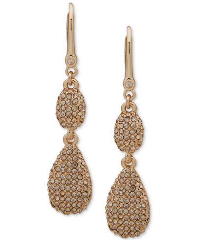 Dkny Gold-tone Pave Crystal Double Drop Earrings