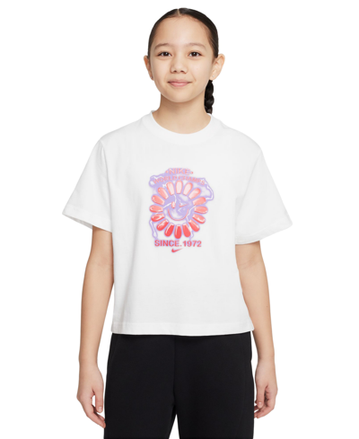 Nike Kids' Sportswear Girls Cotton Boxy T-shirt In White