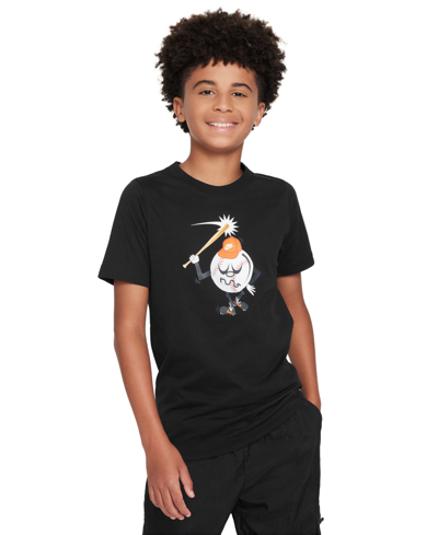 Nike Big Kids Sportswear Relaxed-fit Printed T-shirt In Black