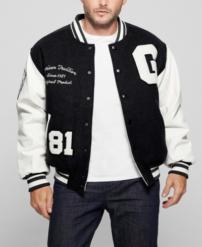 Guess Men's 81 Varsity Patches Jacket In Black