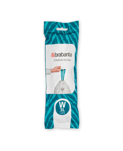 Brabantia Perfectfit Trash Bags, Code W, 1.3 Gallons, 5 Liter, 200 Trash Bags In White