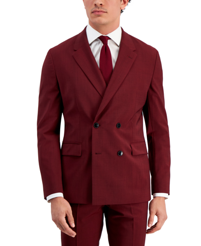 Hugo By  Boss Men's Modern-fit Dark Red Double-breasted Suit Jacket