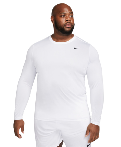 Nike Men's Relaxed-fit Long-sleeve Fitness T-shirt In White,black