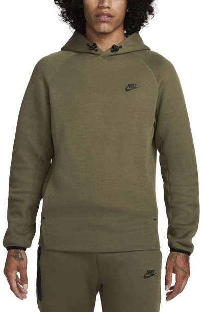 Nike Men's  Sportswear Tech Fleece Pullover Hoodie In Medium Olive/ Black