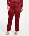 NINA PARKER TRENDY PLUS SIZE SATIN FITTED PANTS