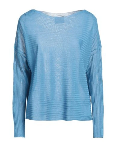 Vicolo Trivelli Woman Sweater Azure Size L Viscose, Polyester In Blue