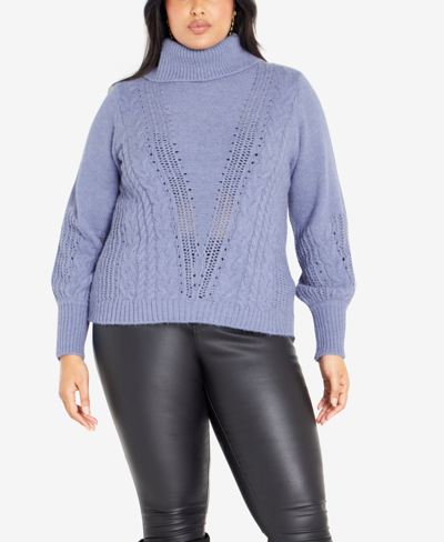 Avenue Plus Size Maeve Turtle Neck Sweater In Country Blue