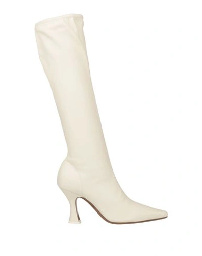 Neous Woman Knee Boots Ivory Size 10 Soft Leather In White
