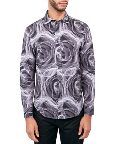 Society Of Threads Men's Regular-fit Non-iron Performance Stretch Abstract Floral Button-down Shirt In Black