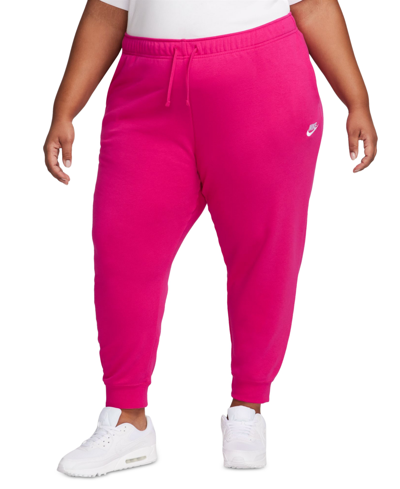 Nike Women's  Sportswear Club Fleece Mid-rise Jogger Pants (plus Size) In Pink