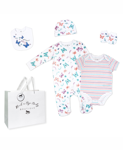 Rock-a-bye Baby Boutique Baby Girls Butterflies Layette, 6 Piece Set In Multi