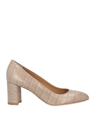 Deimille Woman Pumps Dove Grey Size 11 Soft Leather In Beige