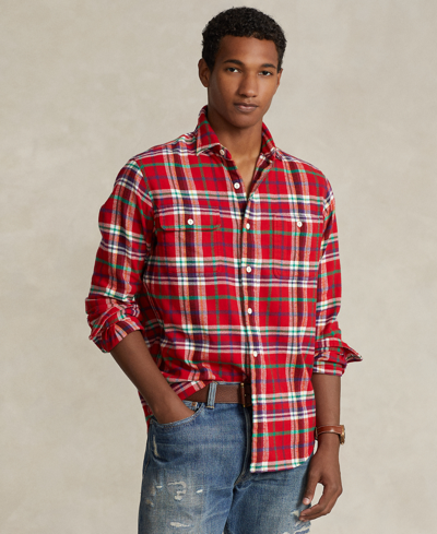 Polo Ralph Lauren Men's Classic-fit Plaid Flannel Workshirt In Red