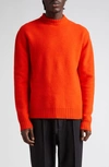Jil Sander Classic Crewneck Wool Sweater In 626 - Poppy