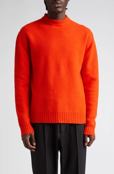 Jil Sander Classic Crewneck Wool Sweater In Poppy