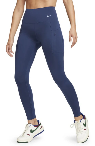 Nike Women's Go Firm-support High-waisted Full-length Leggings With Pockets In Blue