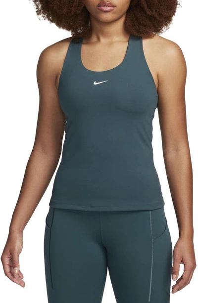 Nike Women's Swoosh Medium-support Padded Sports Bra Tank Top In Deep Jungle/ White