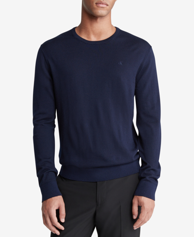 Calvin Klein Men's Extra Fine Merino Wool Blend Sweater In Dark Sapphire
