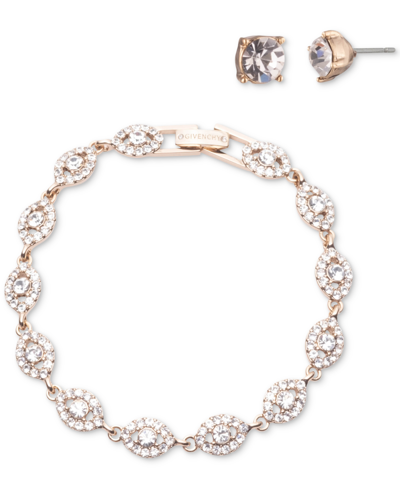 Givenchy Silver-tone 2-pc. Set Stone & Crystal Link Bracelet & Crystal Stud Earrings In Gold
