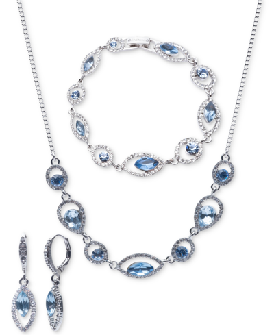 Givenchy 3-pc. Set Stone & Color Stone & Marquise Link Necklace, Bracelet, & Matching Drop Earrings In Turq,aqua