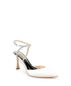 Badgley Mischka Women's Kamilah Pointed Ankle Strap High Heel Sandals In White Satin